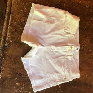 Frame white denim distressed cutoff shorts -size28